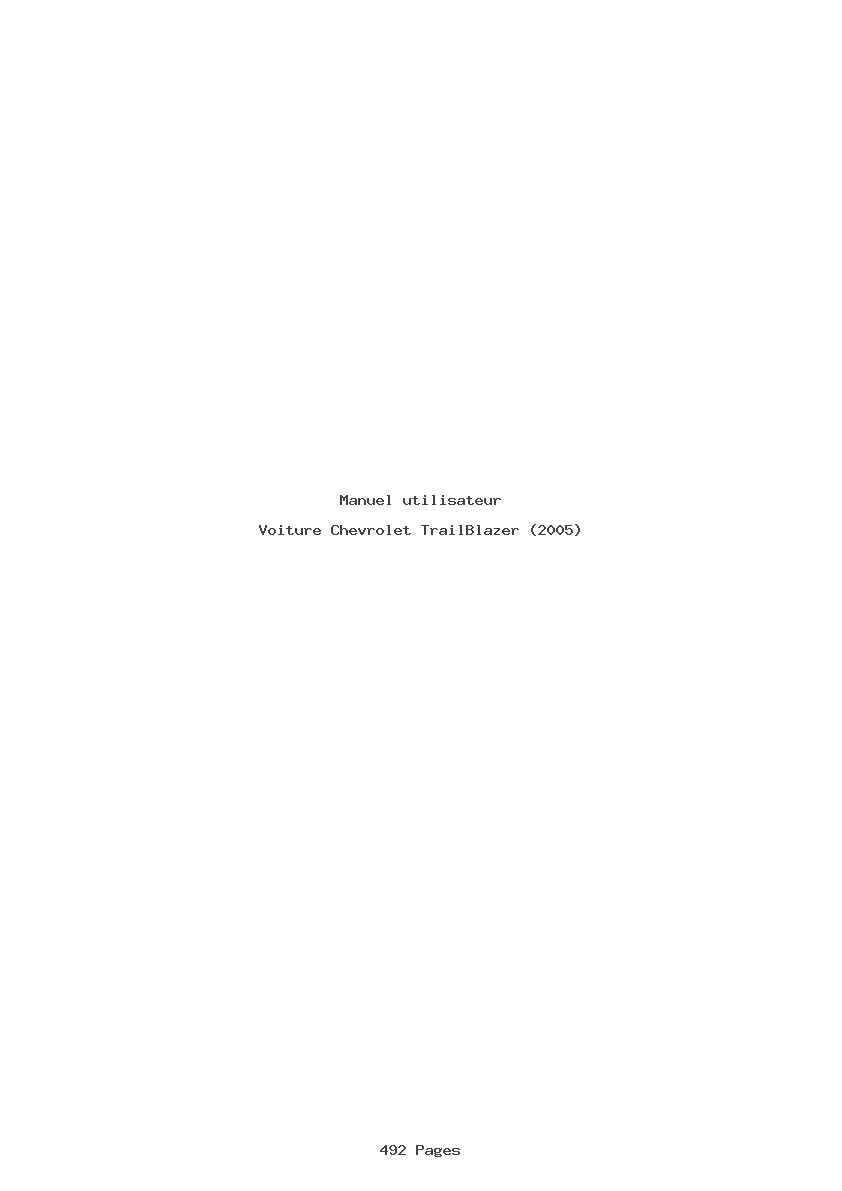 Page 1 de la notice Manuel utilisateur Chevrolet TrailBlazer (2005)