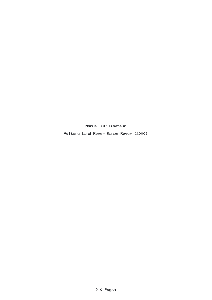 Page 1 de la notice Manuel utilisateur Land Rover Range Rover (2000)