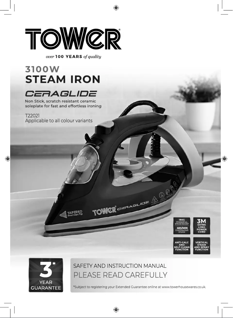 Page 1 de la notice Manuel utilisateur Tower CeraGlide T22021