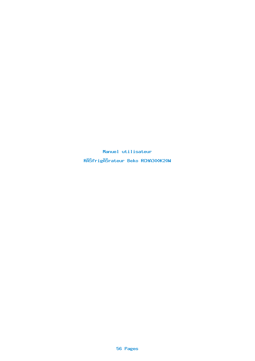 Page 1 de la notice Manuel utilisateur Beko RCHA300K20W