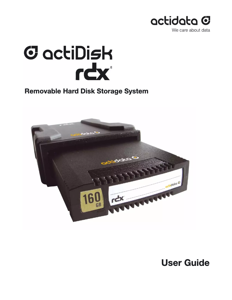 Page 1 of the manual User Manual Actidata actiDisk RDX 1.5TB