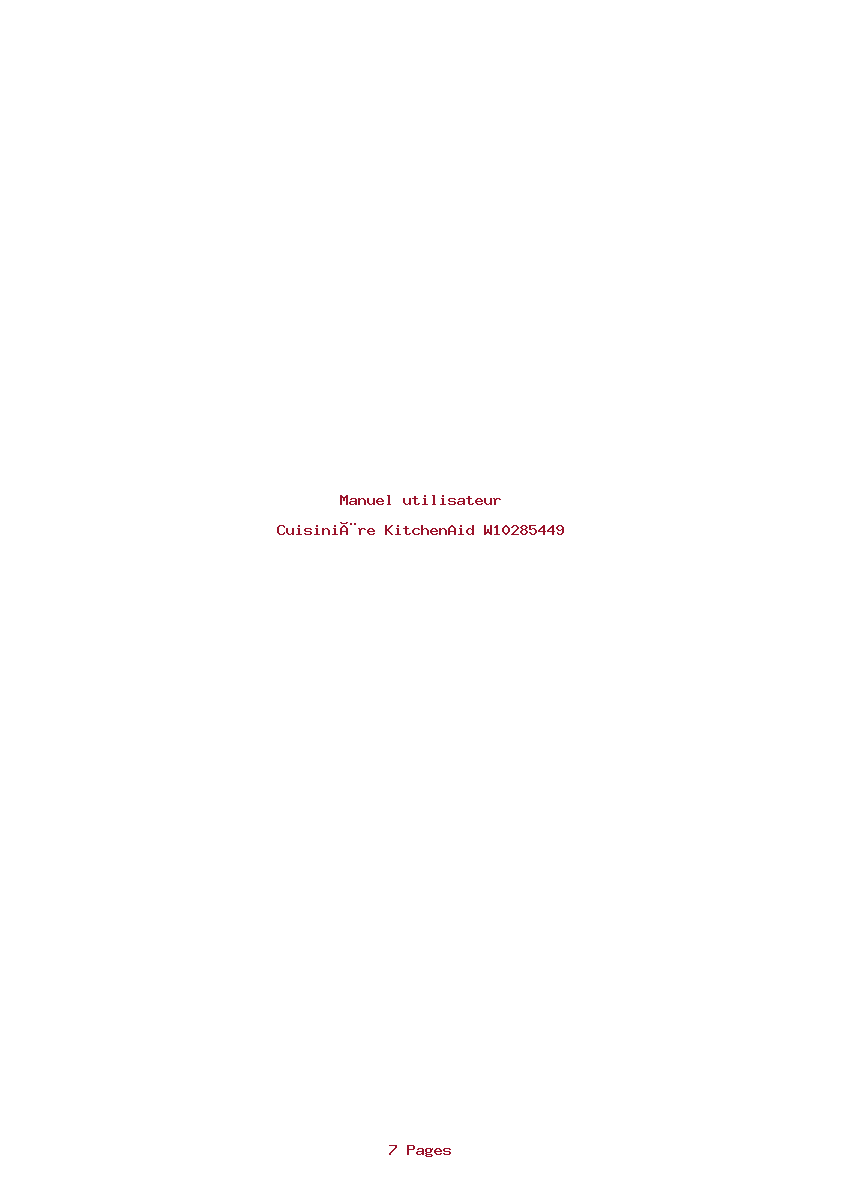 Page 1 de la notice Manuel utilisateur KitchenAid W10285449