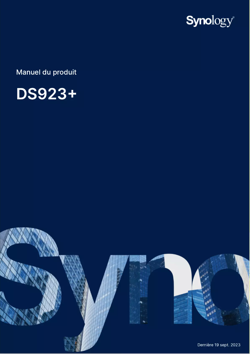 Page 1 de la notice Manuel utilisateur Synology DiskStation DS923+
