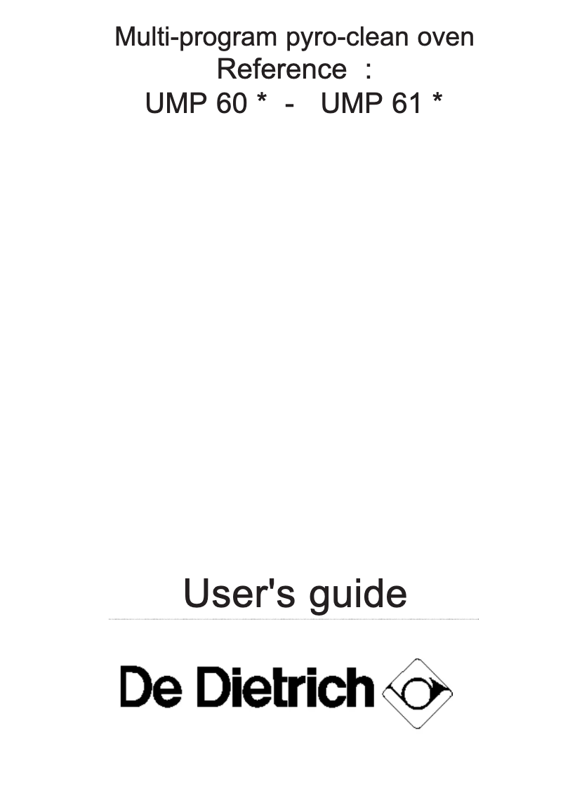 Page 1 de la notice Manuel utilisateur De Dietrich UMP 60
