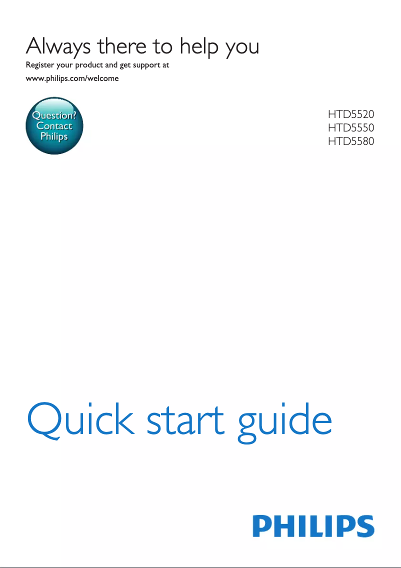 Page 1 de la notice Guide de démarrage rapide Philips HTD5520