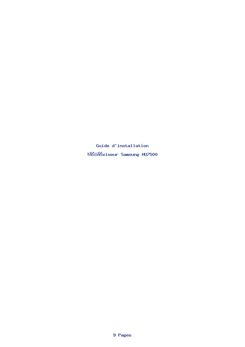Page 1 de la notice Guide d'installation Samsung HU7500