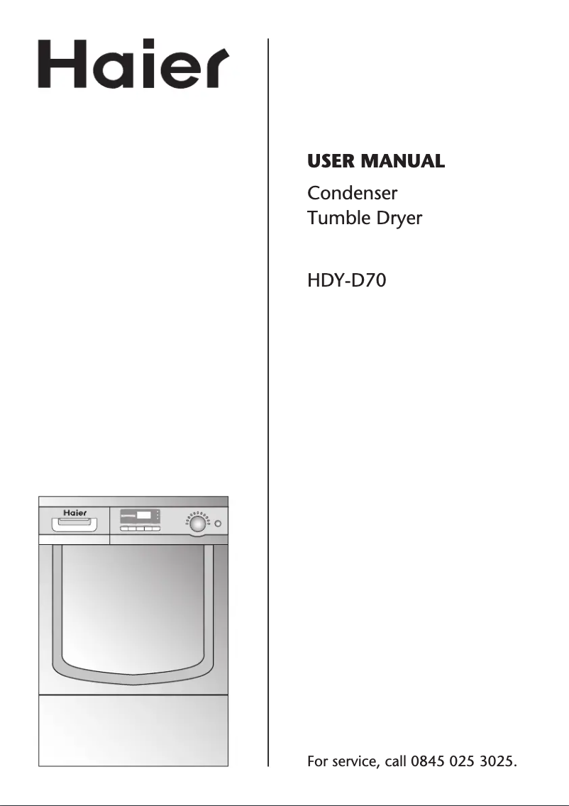 Page 1 de la notice Manuel utilisateur Haier HDY-D70
