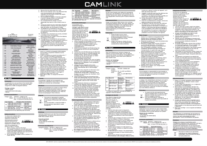 Page 1 de la notice Manuel utilisateur CamLink Delta 3
