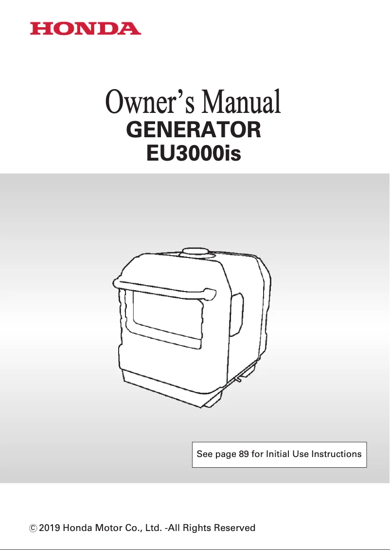Page 1 de la notice Manuel utilisateur Honda EU3000iS