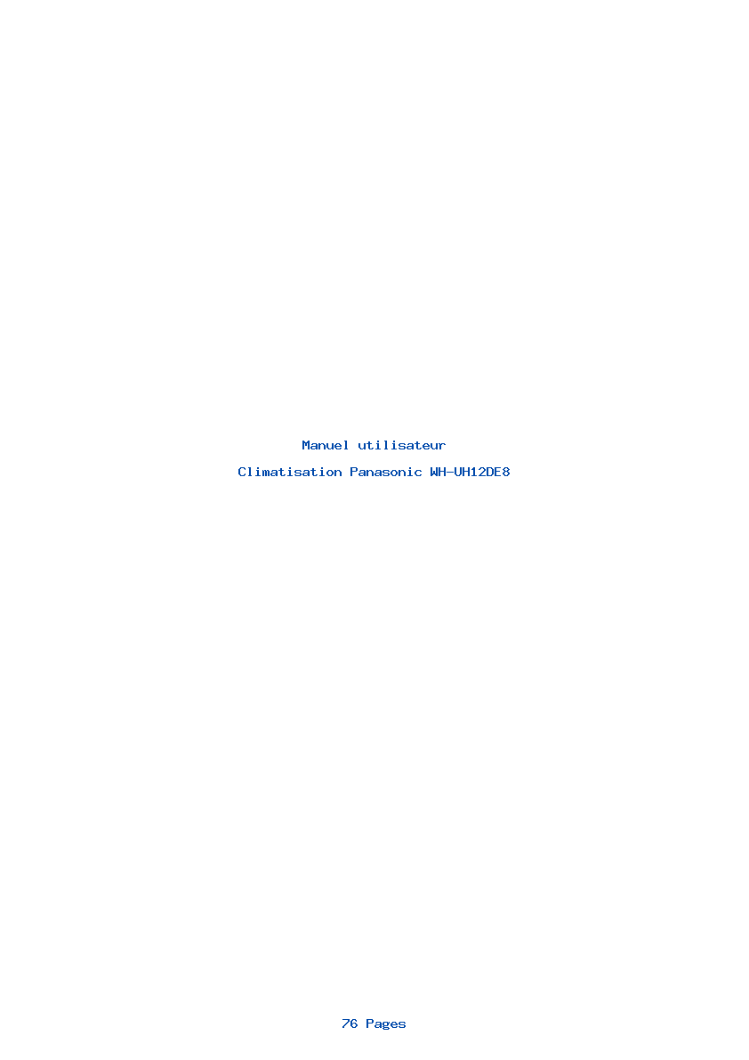 Page 1 de la notice Manuel utilisateur Panasonic WH-UH12DE8