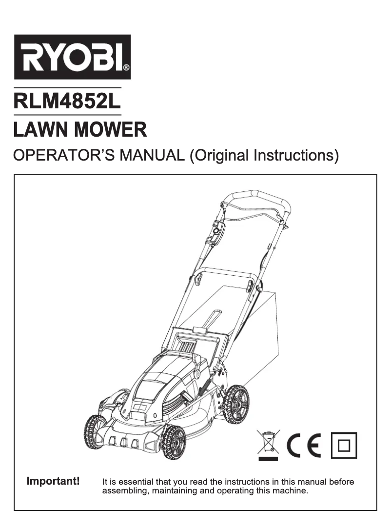 Page 1 of the manual User Manual RYOBI RLM4852L