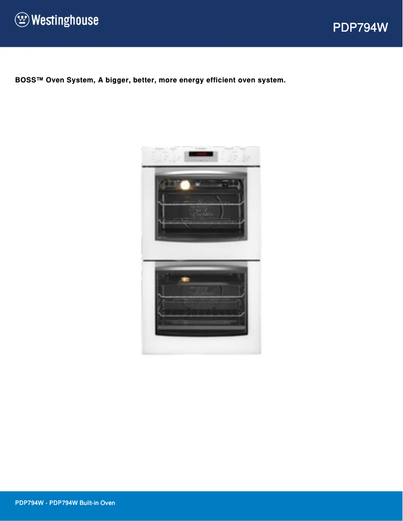 Page 1 de la notice Fiche technique Westinghouse PDP794W