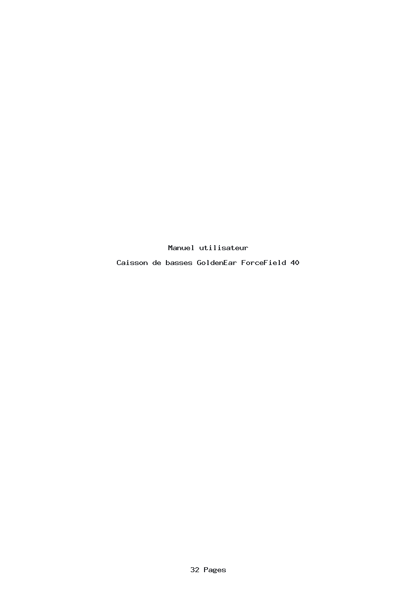 Page 1 de la notice Manuel utilisateur GoldenEar ForceField 40
