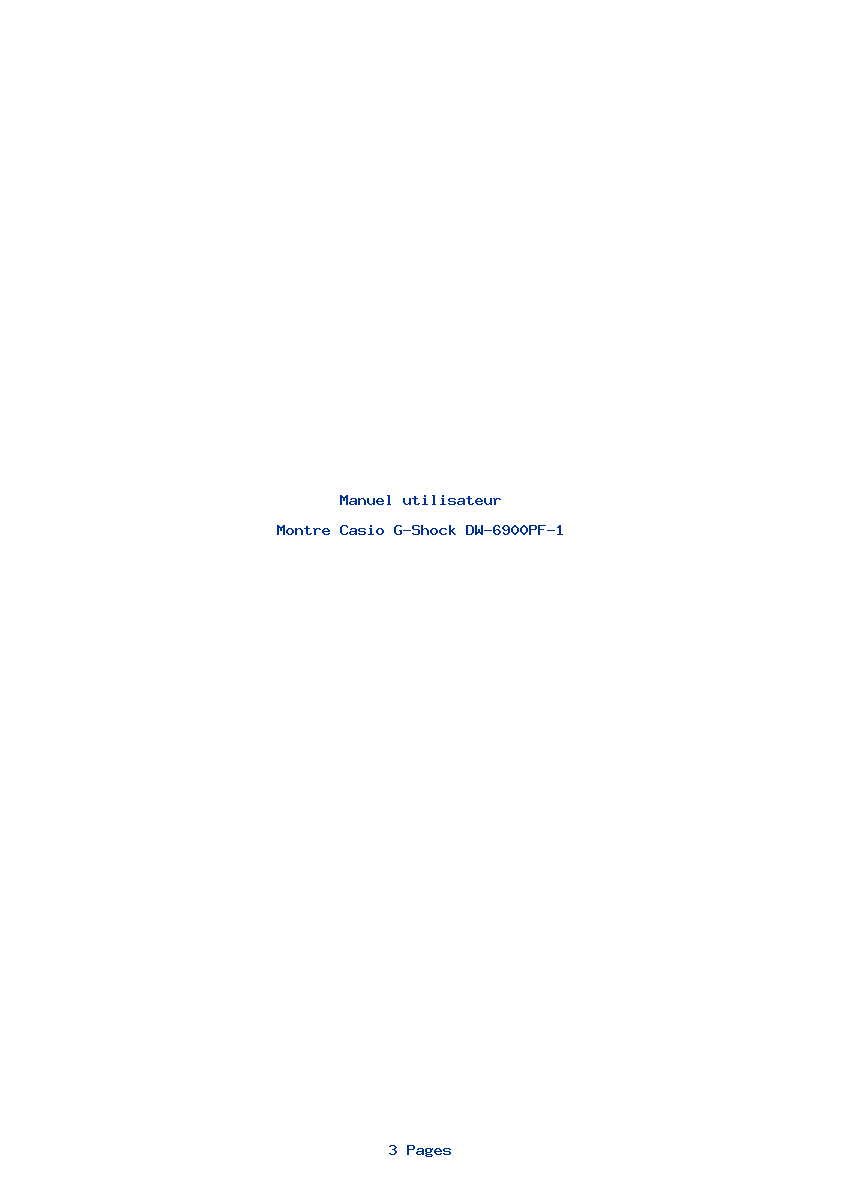 Page 1 de la notice Manuel utilisateur Casio G-Shock DW-6900PF-1