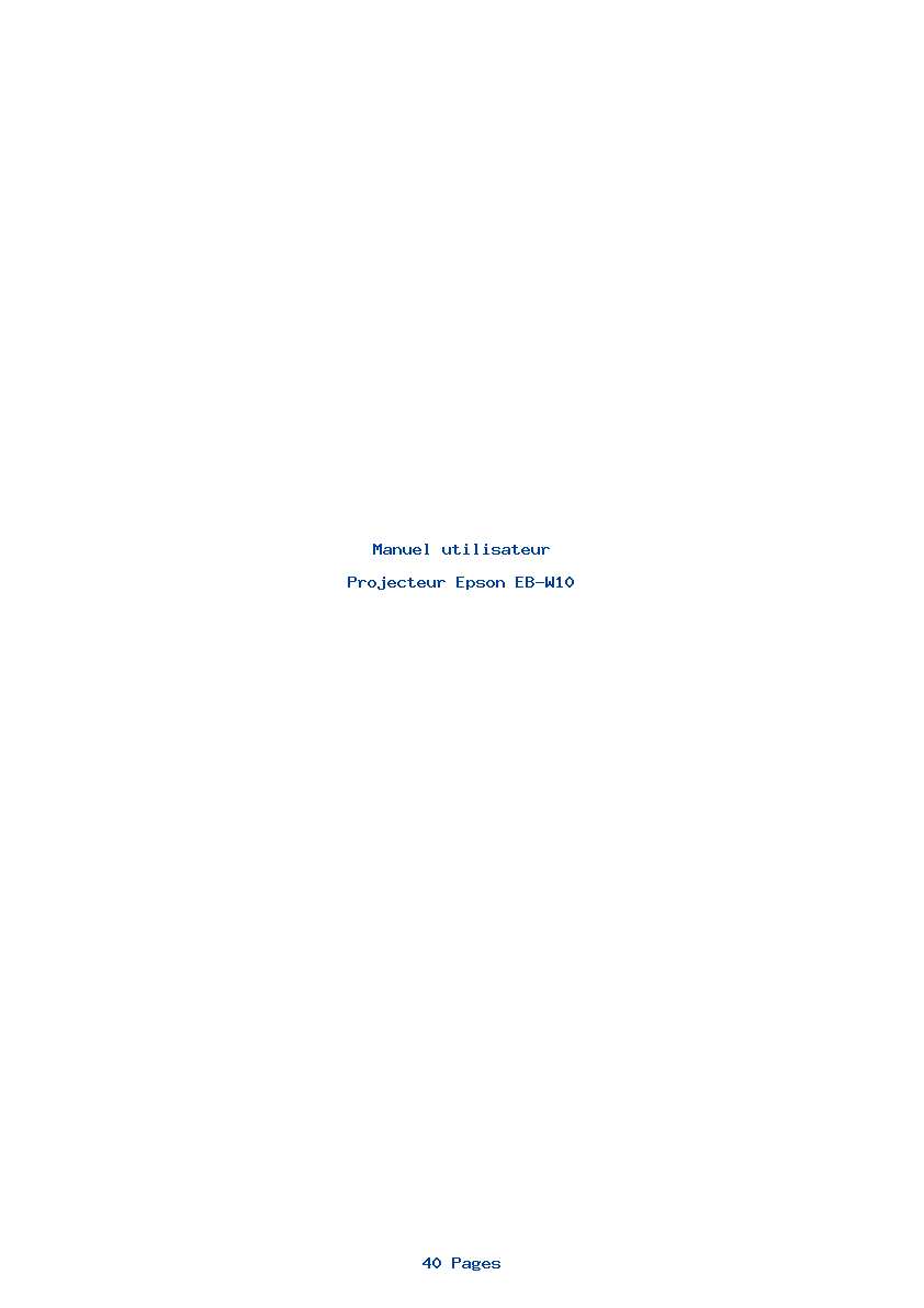 Page 1 de la notice Manuel utilisateur Epson EB-W10