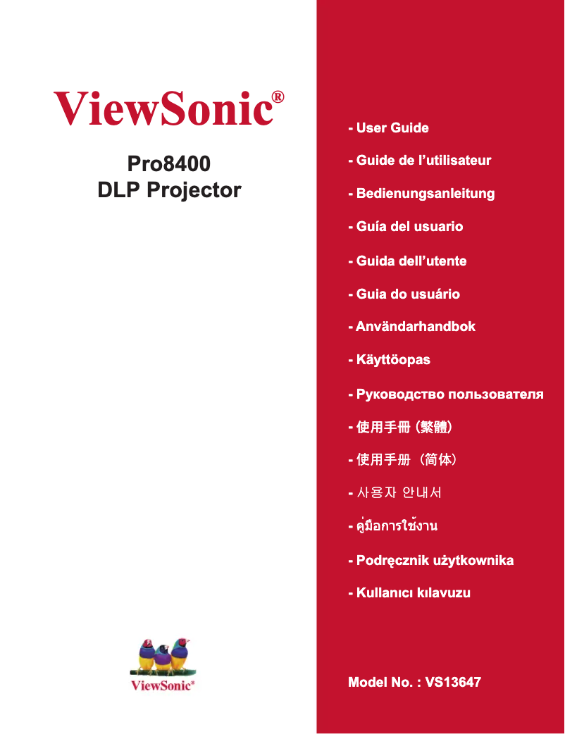 Page 1 of the manual User Manual Viewsonic Pro8400