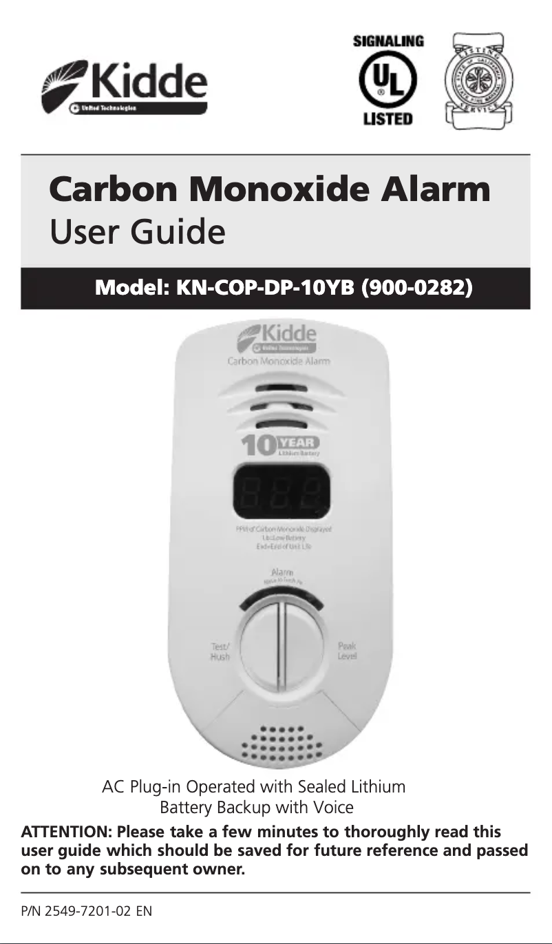Page 1 de la notice Manuel utilisateur Kidde KN-COP-DP-10YB