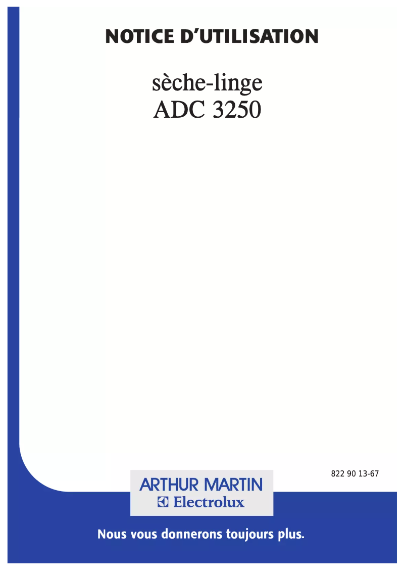 Página 1 del manual Manual de usuario Arthur Martin-Electrolux ADC 3250