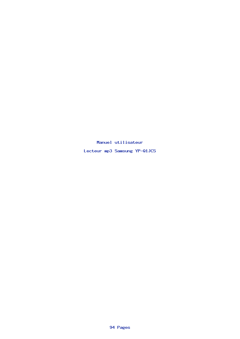 Page 1 de la notice Manuel utilisateur Samsung YP-Q1JCS