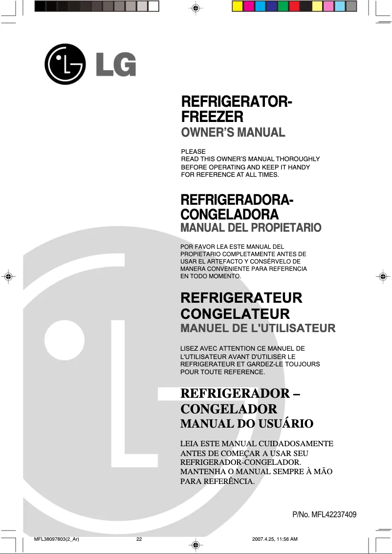 Page 1 de la notice Manuel utilisateur LG GR-M582YVQ