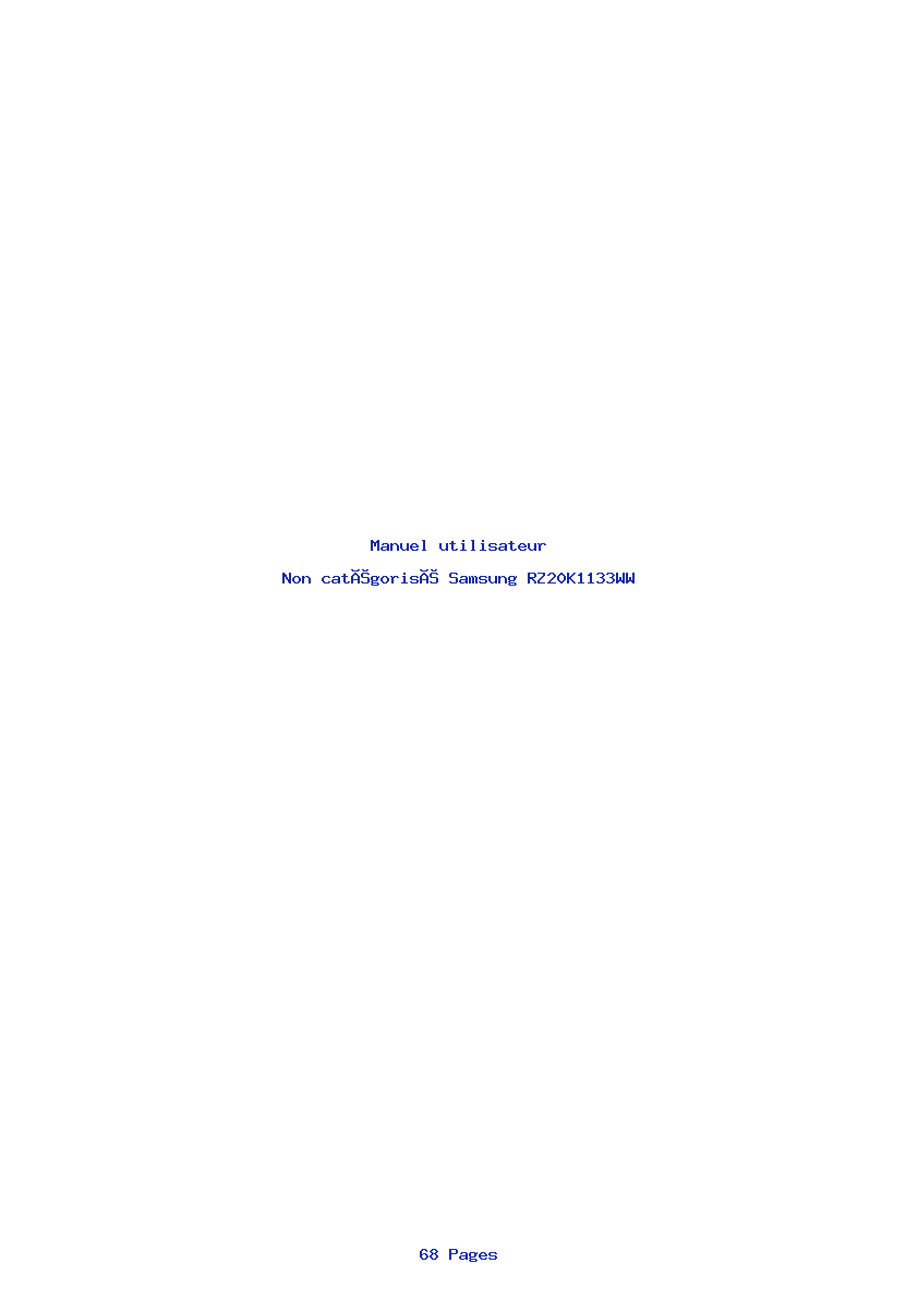 Page 1 de la notice Manuel utilisateur Samsung RZ20K1133WW