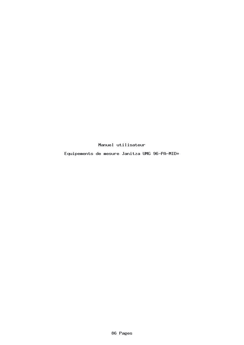 Page 1 de la notice Manuel utilisateur Janitza UMG 96-PA-MID+