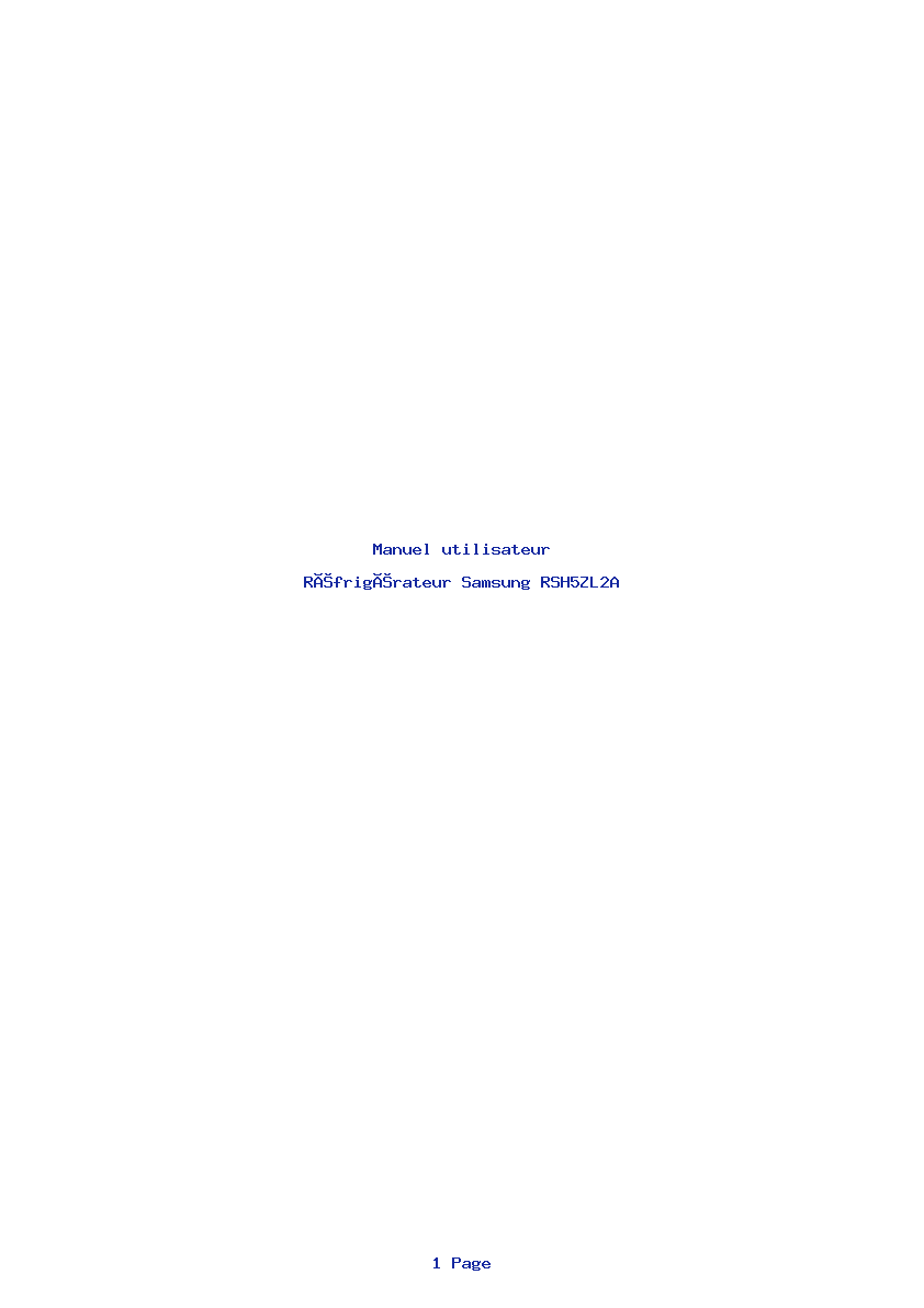 Page 1 de la notice Manuel utilisateur Samsung RSH5ZL2A