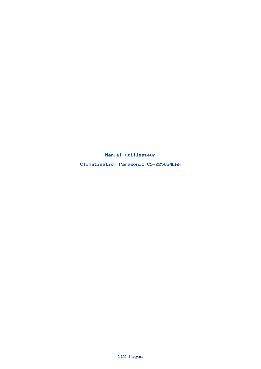 Page 1 de la notice Manuel utilisateur Panasonic CS-Z25UB4EAW