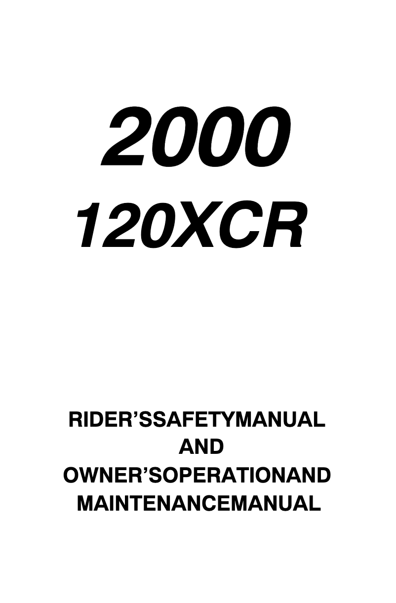 Page 1 de la notice Manuel utilisateur Polaris 120 XCR (2000)