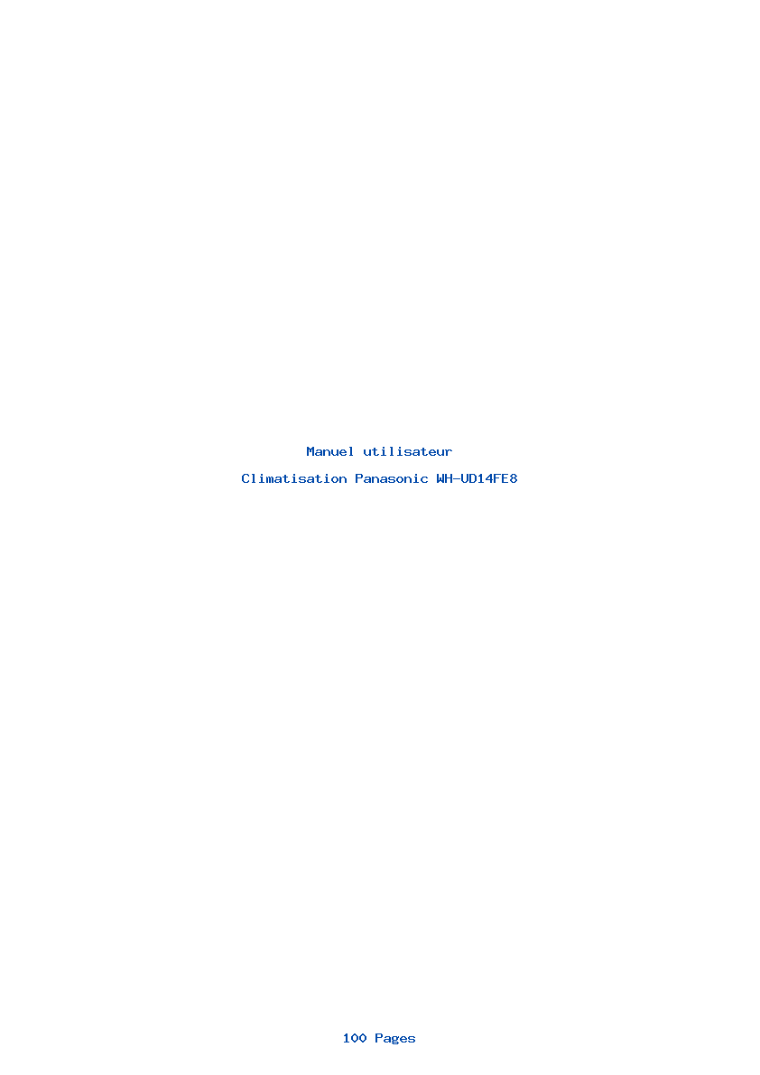 Page 1 de la notice Manuel utilisateur Panasonic WH-UD14FE8