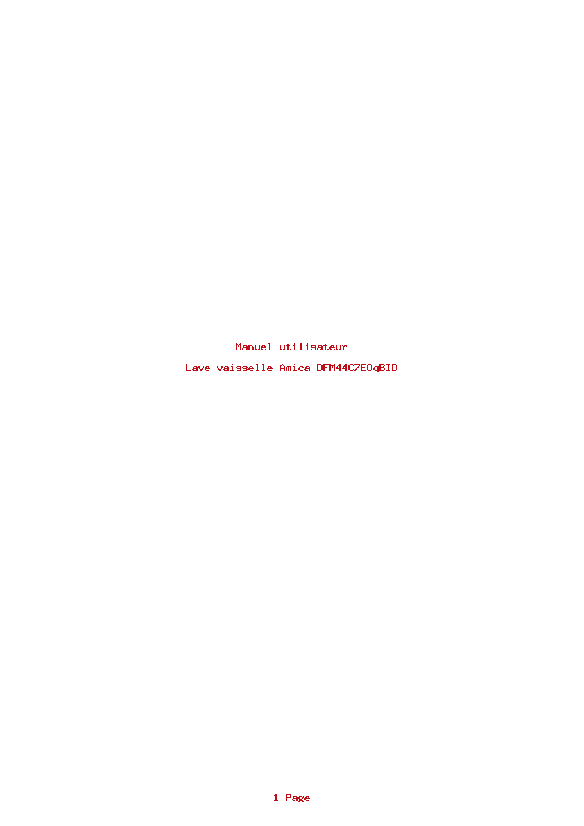 Page 1 de la notice Manuel utilisateur Amica DFM44C7EOqBID