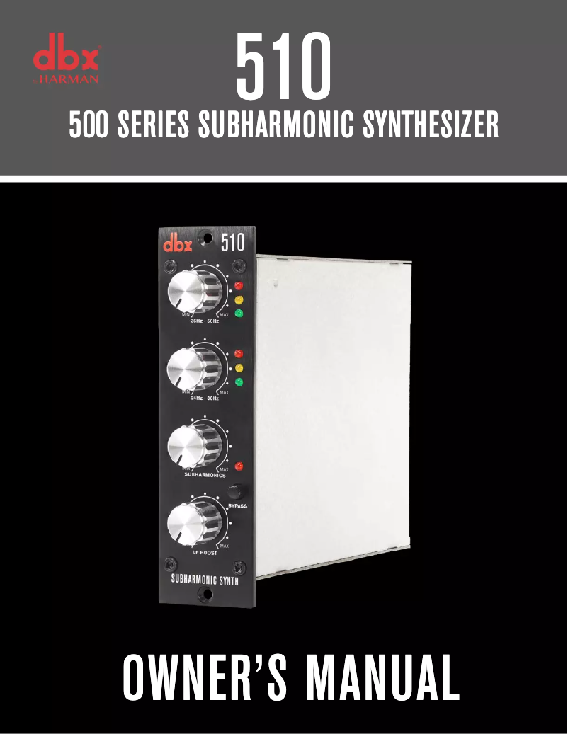 Page 1 de la notice Manuel utilisateur DBX 510