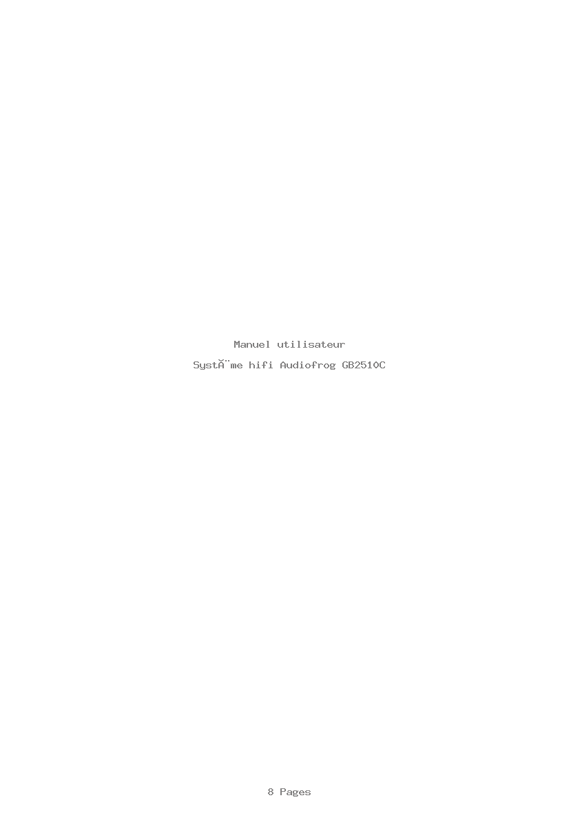 Page 1 de la notice Manuel utilisateur Audiofrog GB2510C