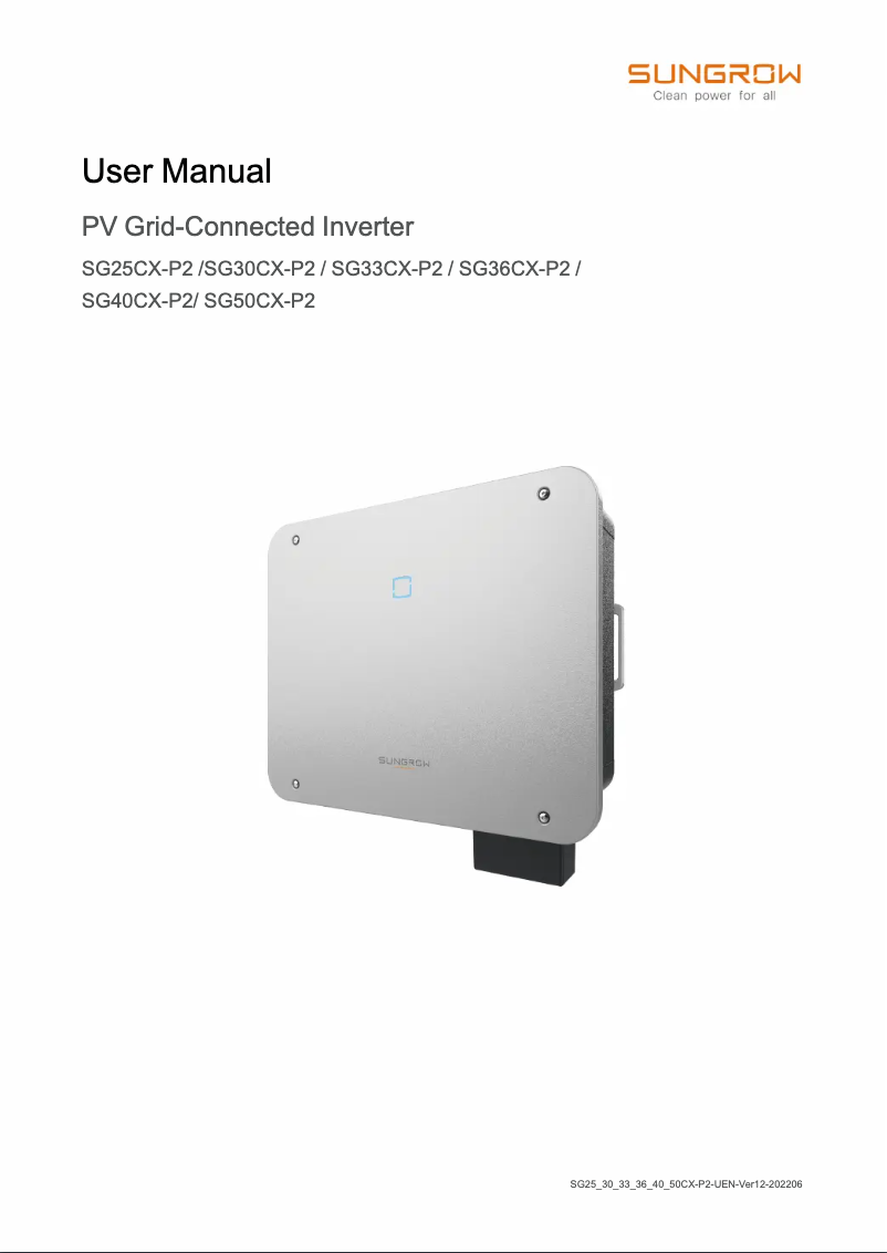 Página 1 del manual Manual de usuario Sungrow SG33CX