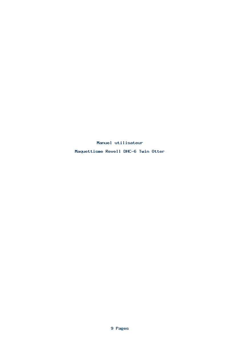 Page 1 de la notice Manuel utilisateur Revell DHC-6 Twin Otter