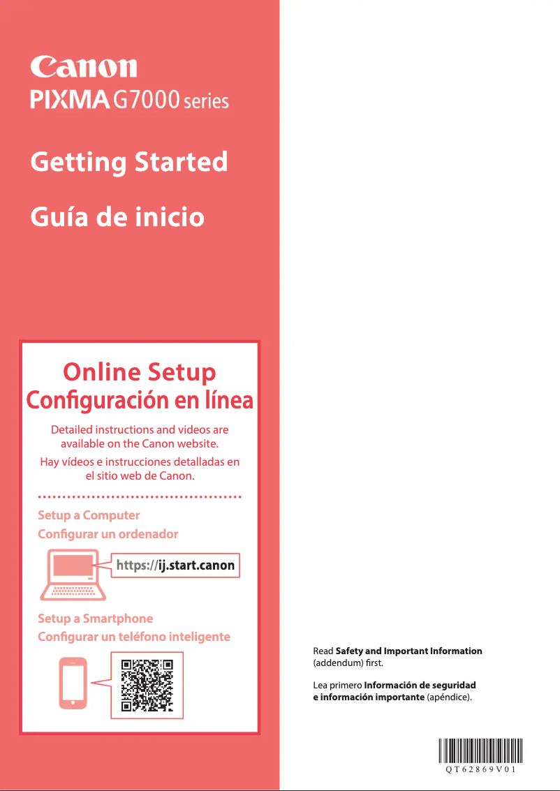 Page 1 de la notice Manuel utilisateur Canon PIXMA G7020