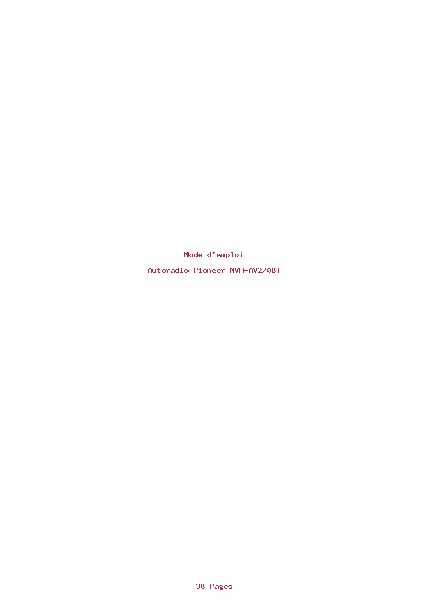 Page 1 de la notice Mode d'emploi Pioneer MVH-AV270BT
