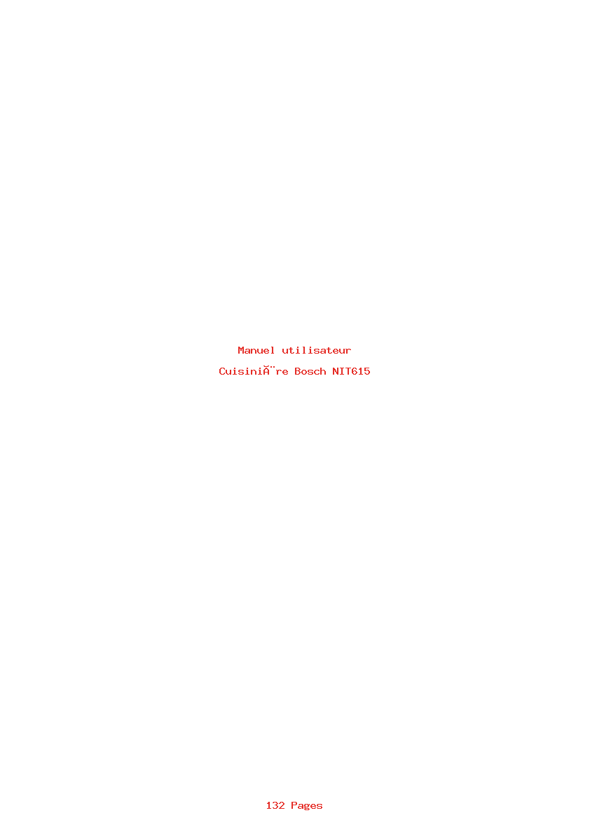 Page 1 de la notice Manuel utilisateur Bosch NIT615