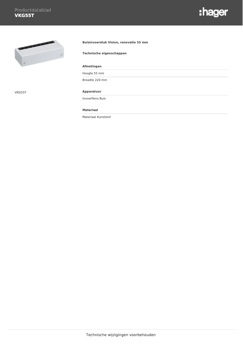 Page 1 de la notice Manuel utilisateur Hager Vision VKG55T