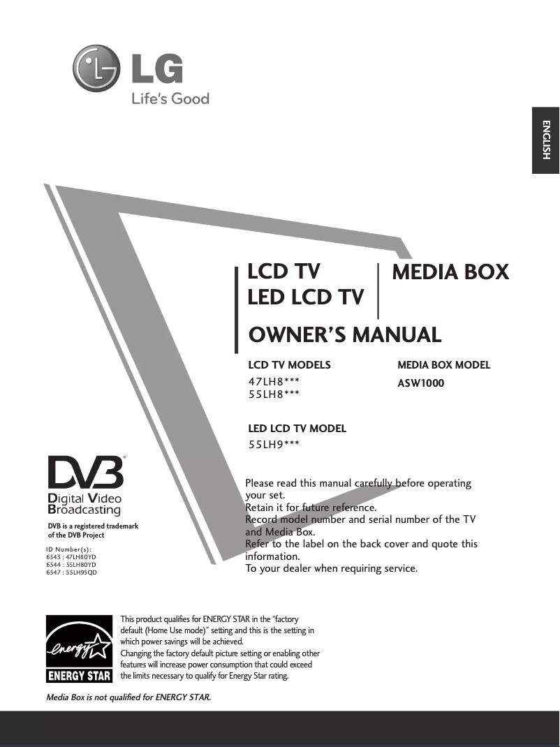 Page 1 de la notice Manuel utilisateur LG 55LH95QD