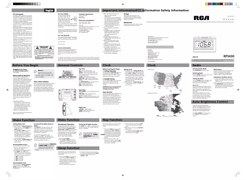 Page 1 of the manual User Manual RCA RP5430