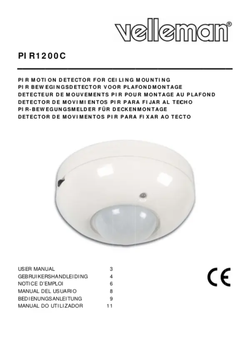 Page 1 de la notice Manuel utilisateur Velleman PIR1200C