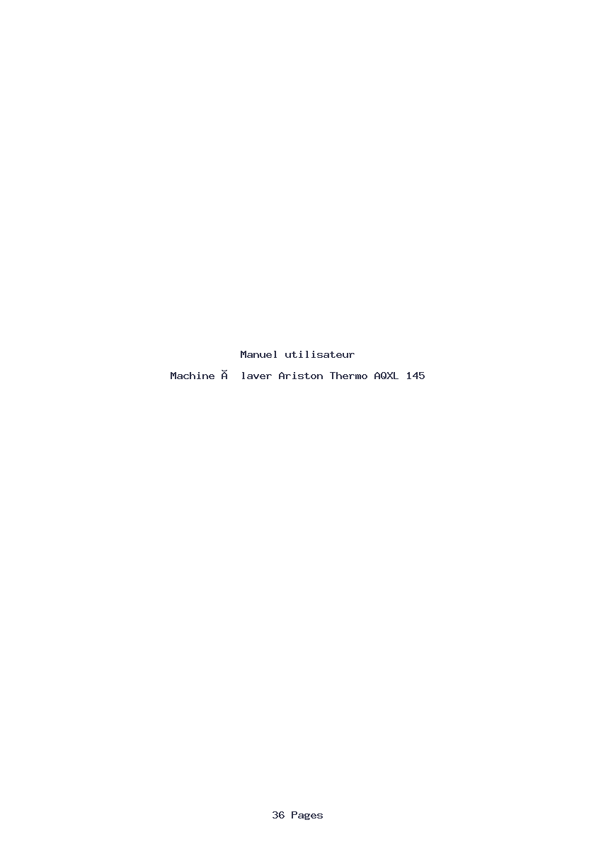 Page 1 de la notice Manuel utilisateur Ariston Thermo AQXL 145