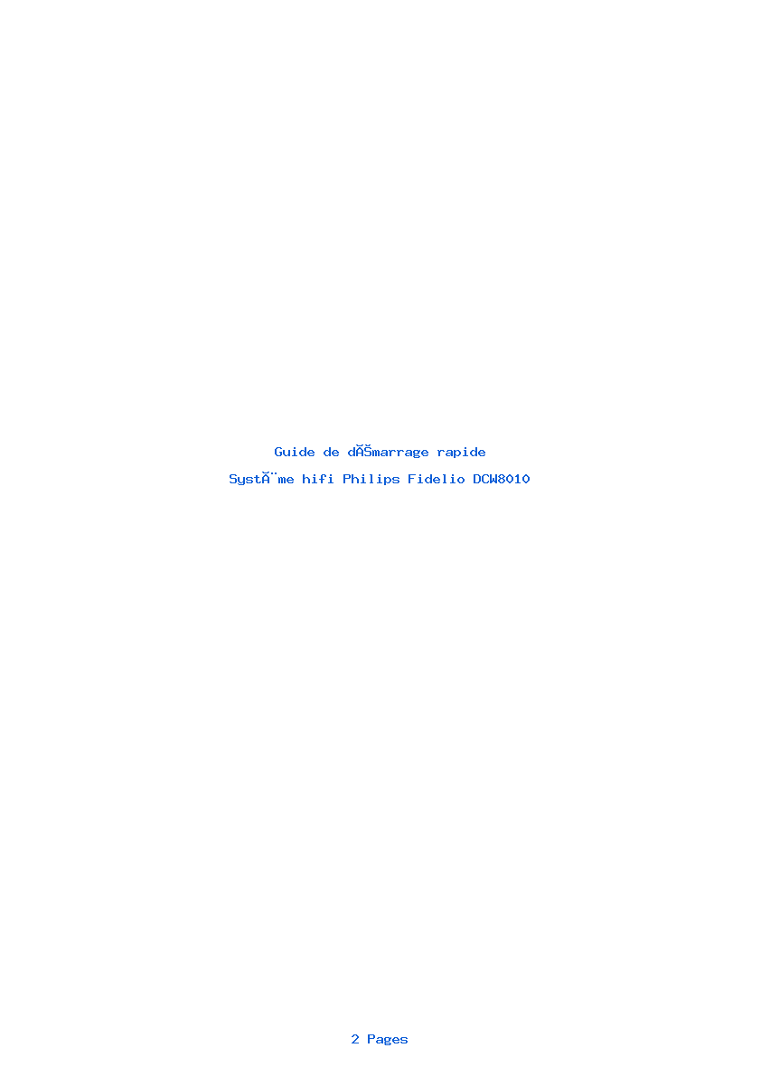 Image de la première page du manuel de l'appareil Fidelio DCW8010