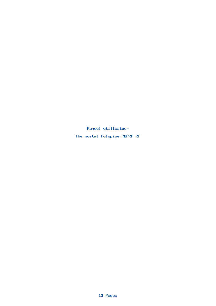 Page 1 de la notice Manuel utilisateur Polypipe PBPRP RF