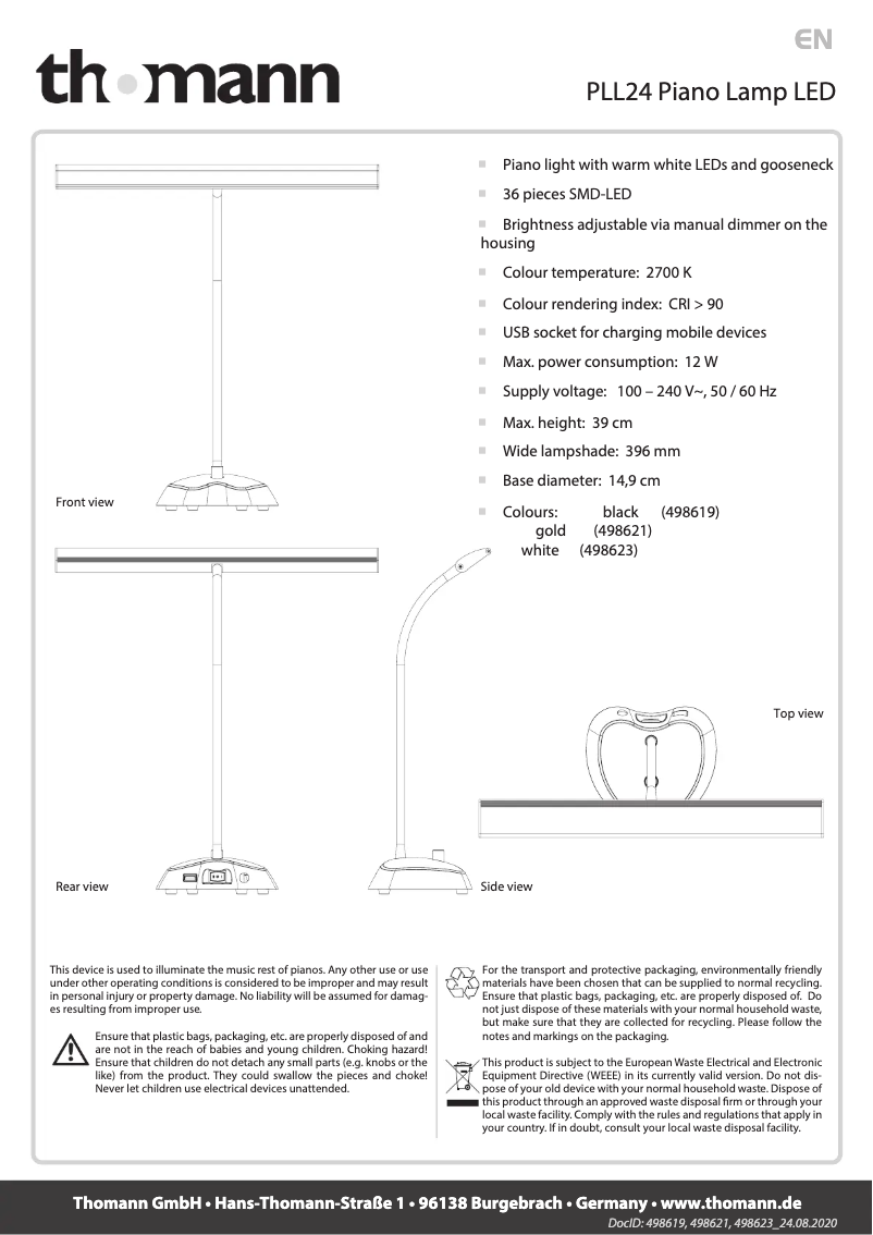 Página 1 del manual Manual de usuario Thomann PLL24