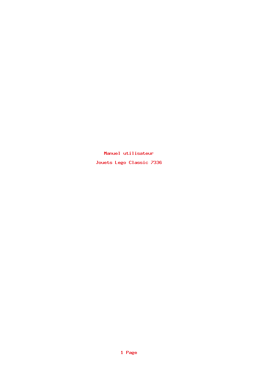 Page 1 de la notice Manuel utilisateur Lego Classic 7336