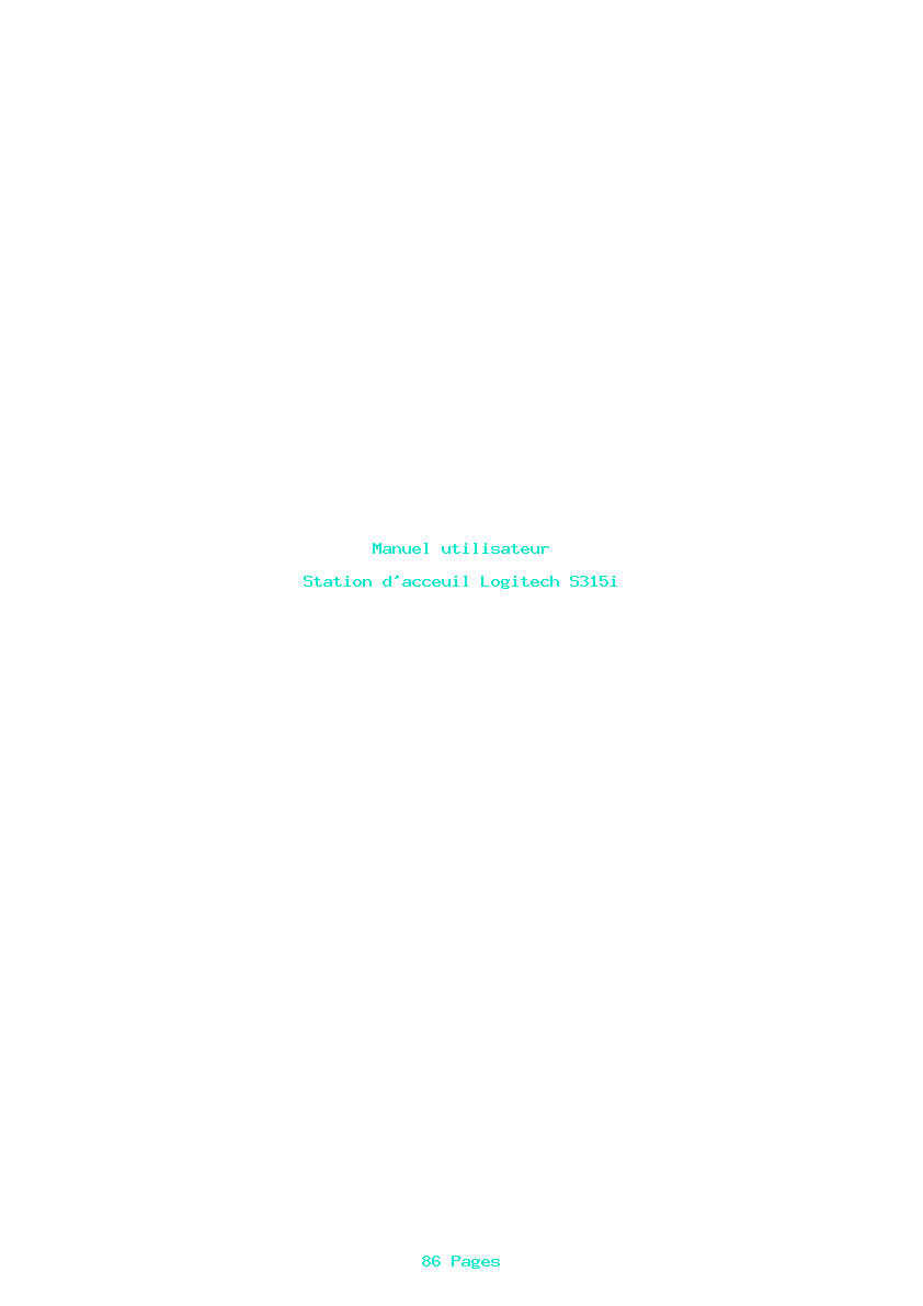 Page 1 de la notice Manuel utilisateur Logitech S315i