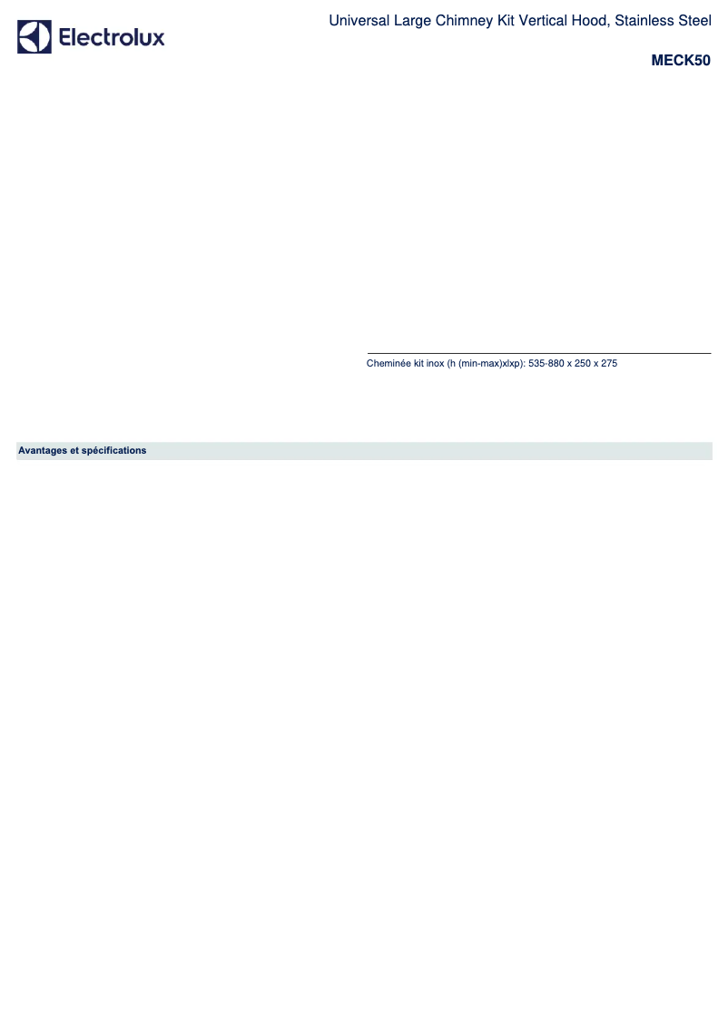 Page 1 de la notice Manuel utilisateur AEG MECK50