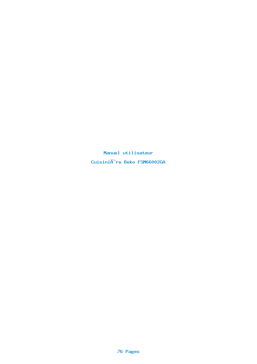 Page 1 de la notice Manuel utilisateur Beko FSM66002GA